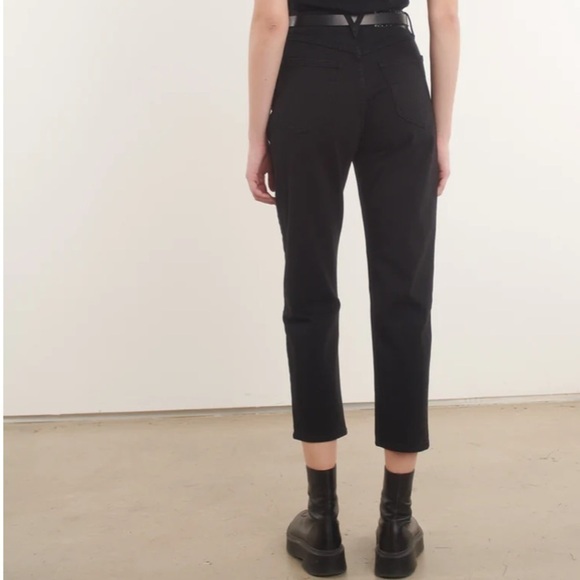 SPRWMN Stevie Slim-Straight High Rise Tapered Carrot Leg Jeans Black 27 - Picture 3 of 10